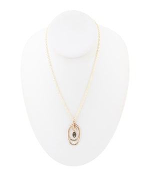 Henley Blue Abalone Golden Pendant Necklace detail view by Barse Jewelry