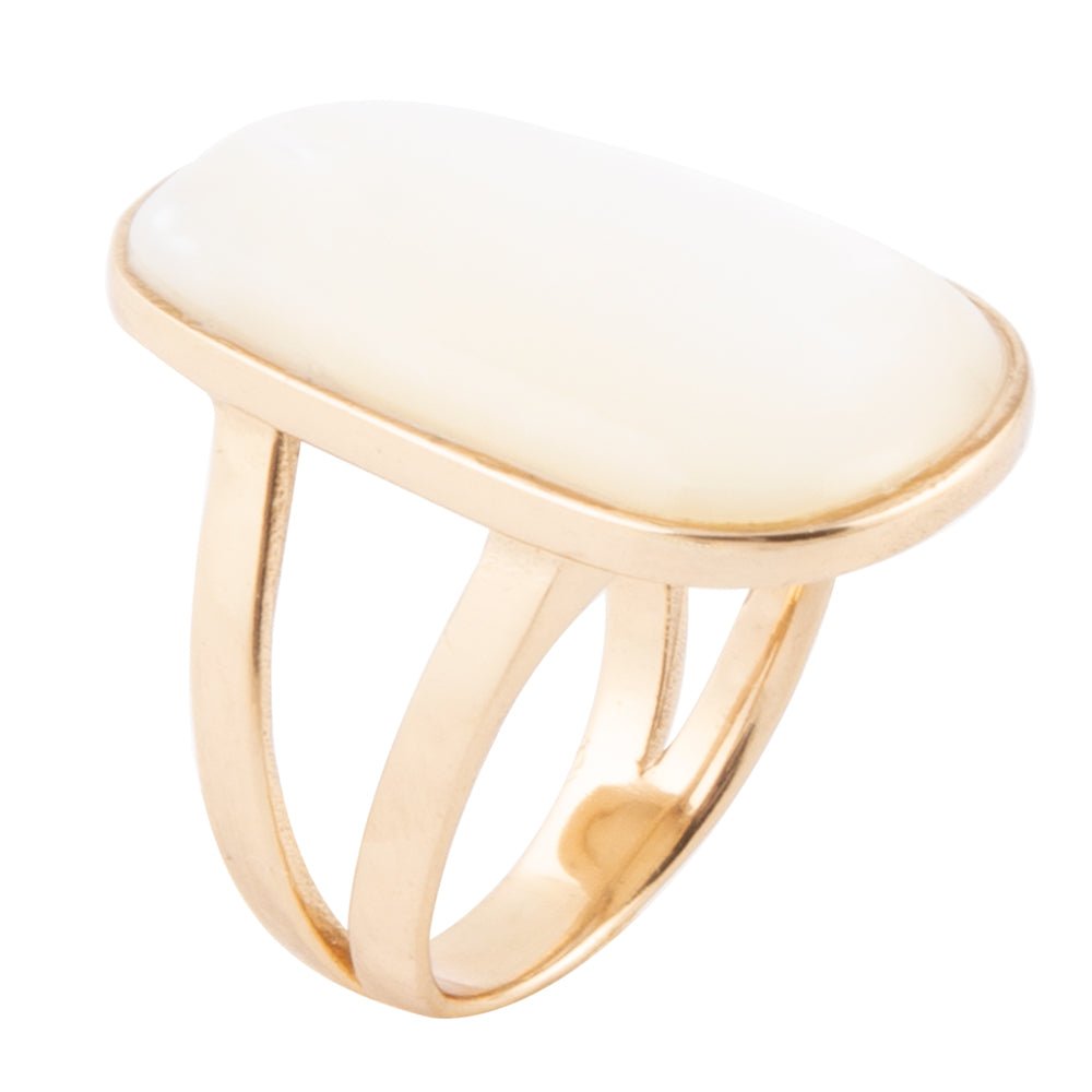 High Class White Mother of Pearl Golden Ring by Barse Jewelry