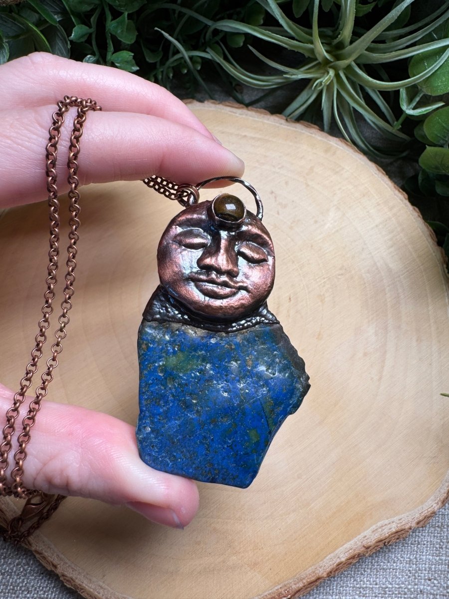 Holly- Tigers Eye and Chrysocolla Goddess Necklace by Copper Ashes