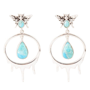 Honey Blue Turquoise Sterling Silver Drop Earrings by Barse Jewelry
