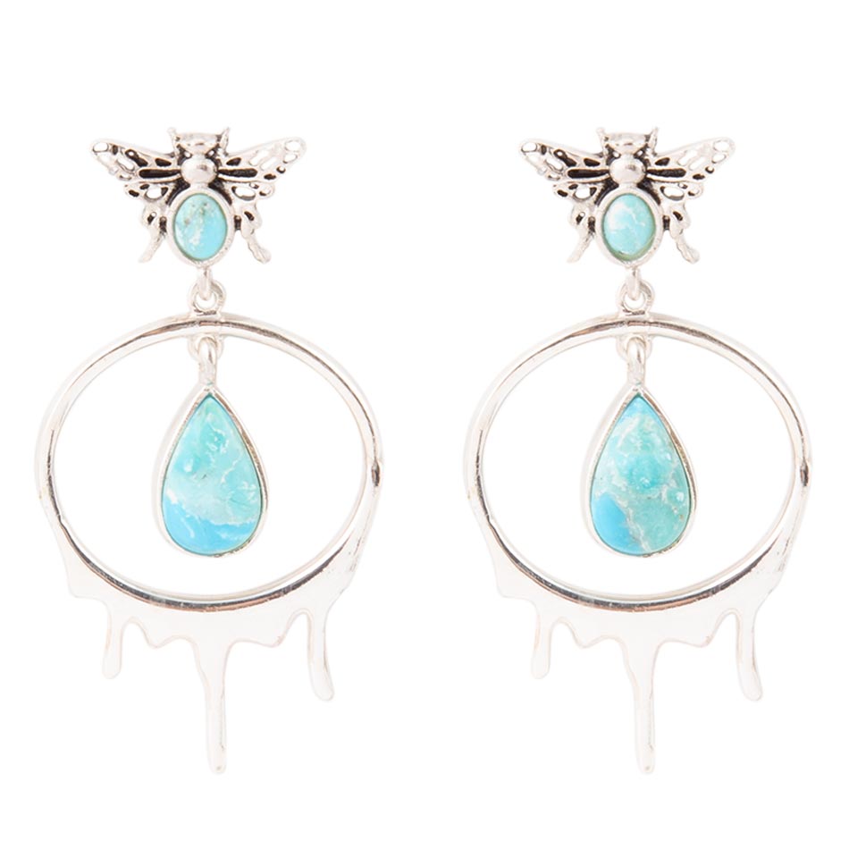 Honey Blue Turquoise Sterling Silver Drop Earrings by Barse Jewelry