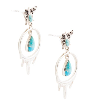 Honey Blue Turquoise Sterling Silver Drop Earrings detail view by Barse Jewelry