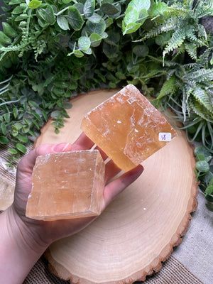 Honey Calcite Cube detail view by Copper Ashes