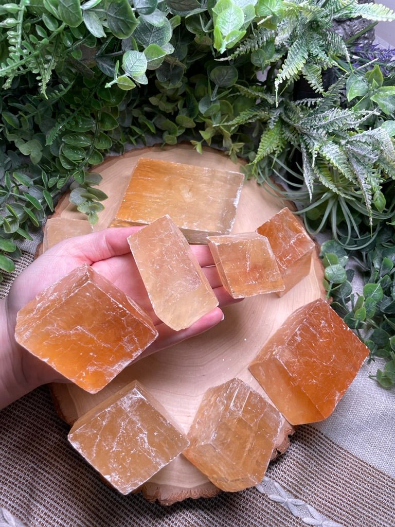 Honey Calcite Cube by Copper Ashes