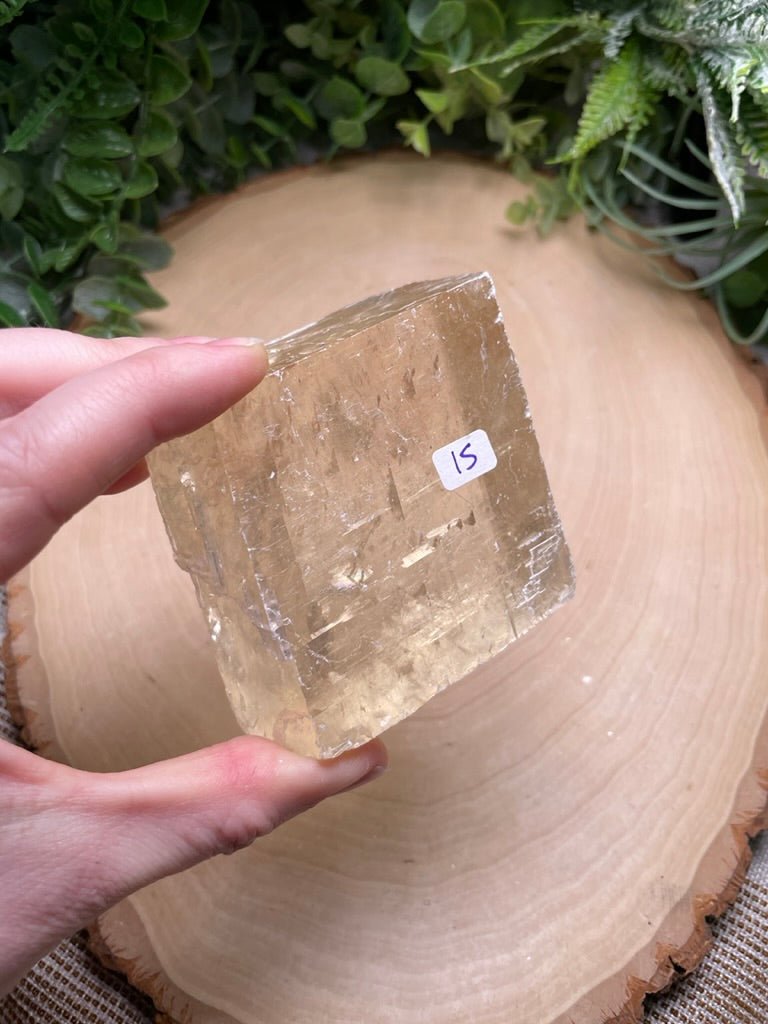 Honey Calcite Cube detail view by Copper Ashes