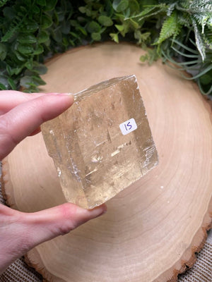 Honey Calcite Cube detail view by Copper Ashes