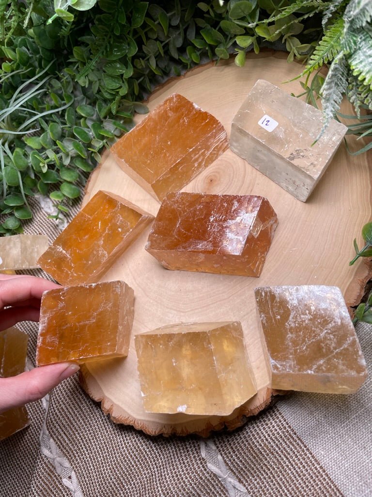 Honey Calcite Cube detail view by Copper Ashes