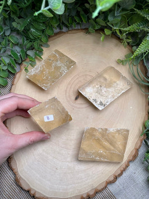 Honey Calcite Cube detail view by Copper Ashes