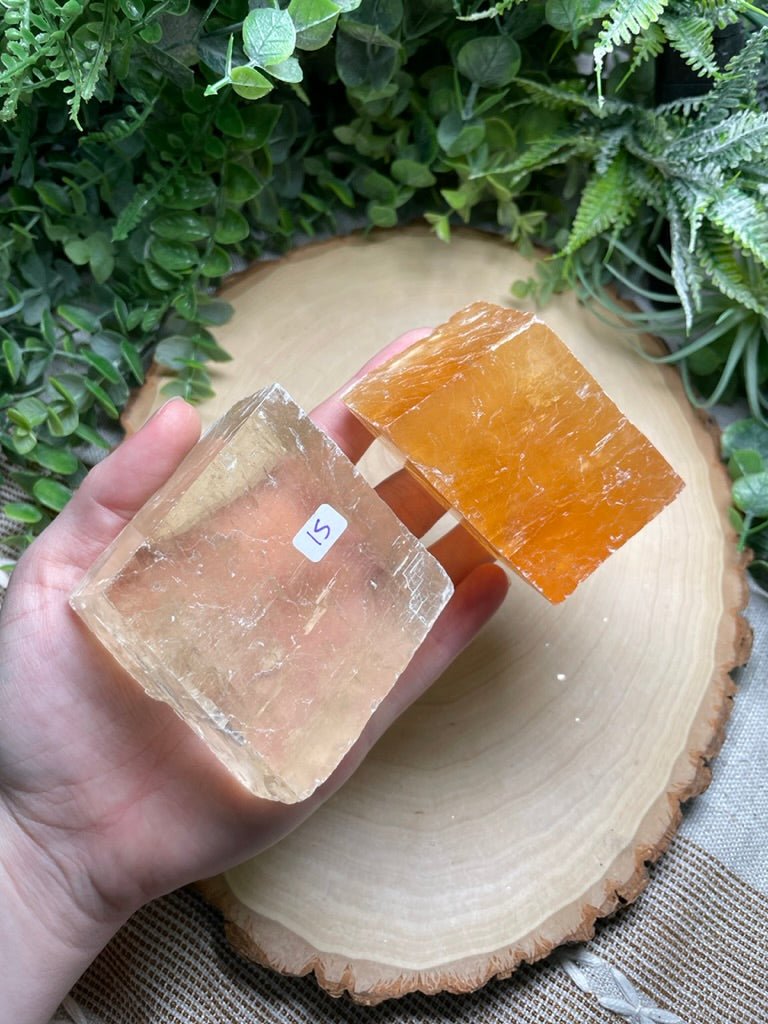 Honey Calcite Cube detail view by Copper Ashes