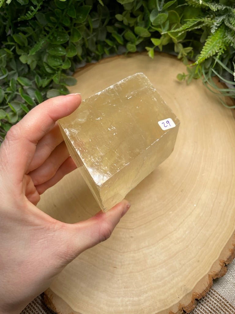 Honey Calcite Cube detail view by Copper Ashes