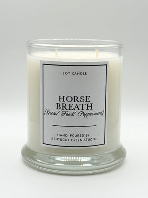 Horse Breath Soy Candle by Kentucky Green Studio, scented candle main product photo