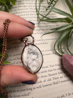 Howlite Yoni Necklace detail view by Copper Ashes