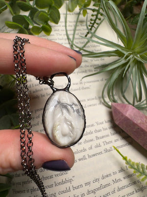 Howlite Yoni Necklace detail view by Copper Ashes