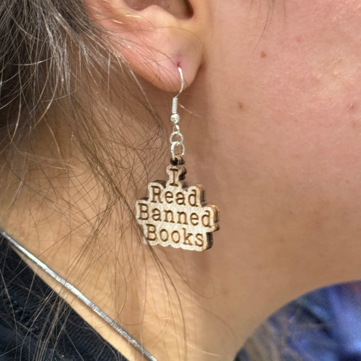 I Read Banned Books Wooden Earrings | Book Lover Literary Jewelry