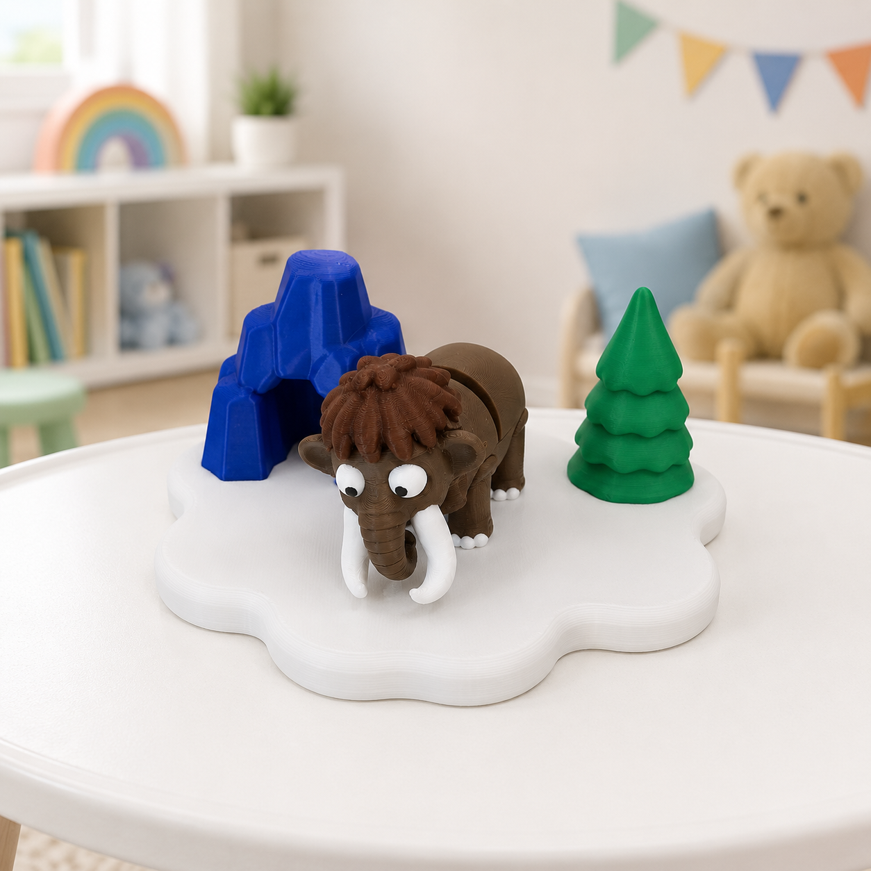 Ice Age Wooly Mammoth Play Set | Kid-Made 3D Printed Miniature Toy by The Tween Space, paper gift detail photo 3