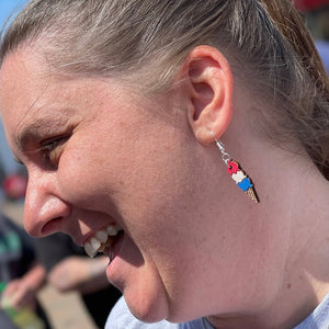 Ice Cream Cone Wooden Dangle Earrings | Sweet Treat Jewelry detail view by Cate's Concepts, LLC