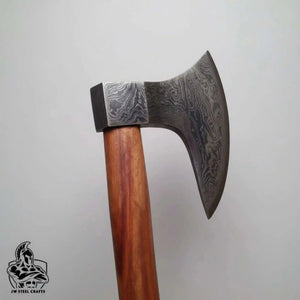 Damascus Steel Scandinavian Working Bearded Axe with Crescent Edge | JW SteelCrafts by JW SteelCrafts, scented candle detail photo 5