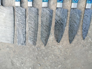 Custom Handmade Chef Knives Set / Kitchen Knives Set / 7Pcs Chef Set / Texas Flag Handle Chef Set / Texas Handle Knives / Damascus Blades Chef Knives Set / BBQ Knives Set / Best gift item / Mother Day Gift / Professional Chef For Gift