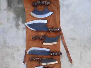 Handmade 1095 High Carbon Steel Forged Blades Complete Full Chef Knives Set of  12 Pieces Chef Set, Kitchen Knives Set & Leather Roll Bag, Mother's Day Gift, Father's Day Gift, Birthday Gift, Wedding Gift, Best Handmade Gift item, Gift for him/her
