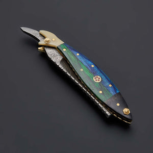 Handmade Damascus Steel Straight Folding Razor — Exotic Wood & Camel Bone Handle