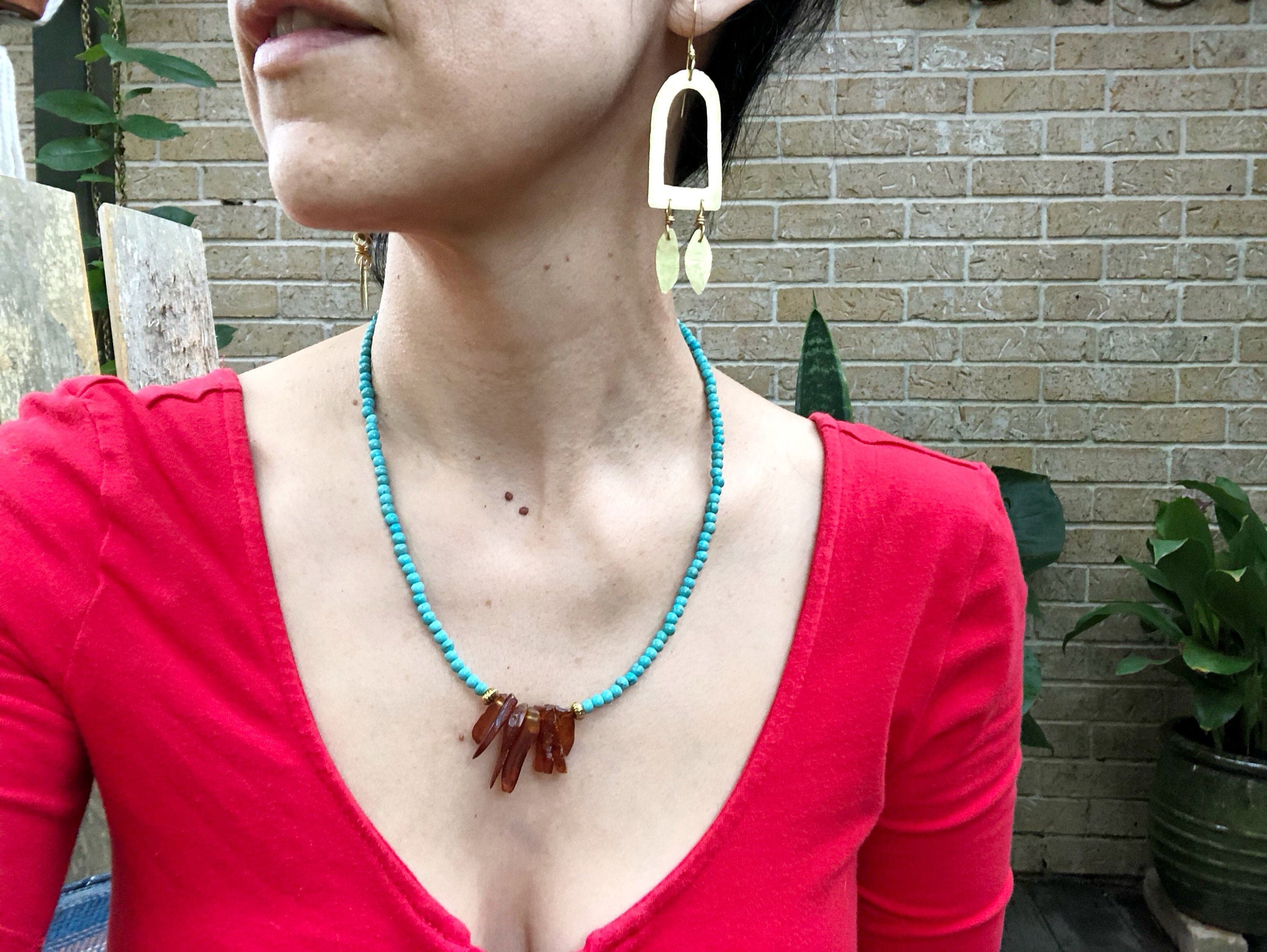 Hammered Brass Fringe Earrings: Wire Wrapped Dangle Jewelry