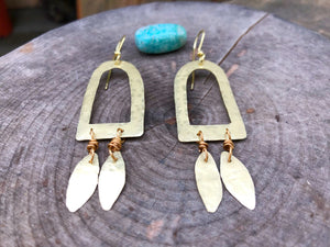 Hammered Brass Fringe Earrings: Wire Wrapped Dangle Jewelry