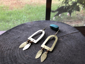 Hammered Brass Fringe Earrings: Wire Wrapped Dangle Jewelry