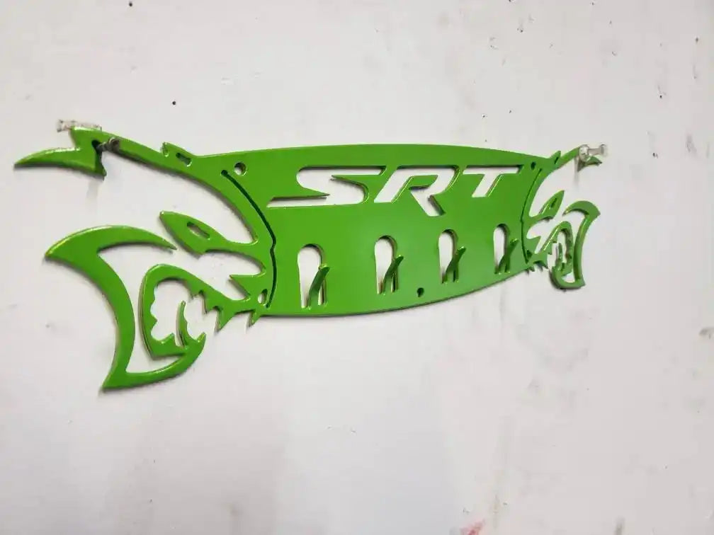Dodge 30" SRT Scat Pack Towel, Coat, and Hat Rack – Steel Wall Organizer detail view by Martin Metalwork LLC