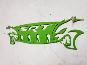 Dodge 30" SRT Scat Pack Towel, Coat, and Hat Rack – Steel Wall Organizer detail view by Martin Metalwork LLC