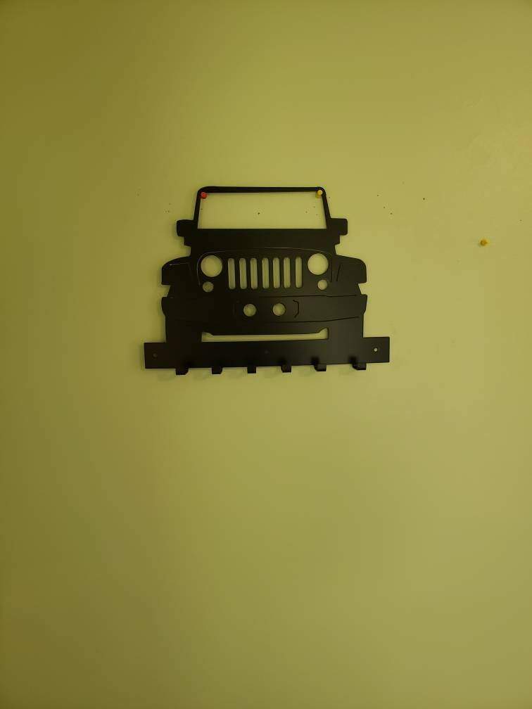 Jeep JK Key Hanger – Full Front End Steel Wall Mounted Key Rack – Wrangler JK Organizer 12"x10" Garage Entryway Man Cave Decor