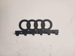 Audi Logo Keychain Rack – Steel Wall Mounted Euro Car Organizer detail view by Martin Metalwork LLC