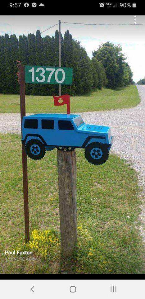 Powder-coated Jeep outdoor mailbox