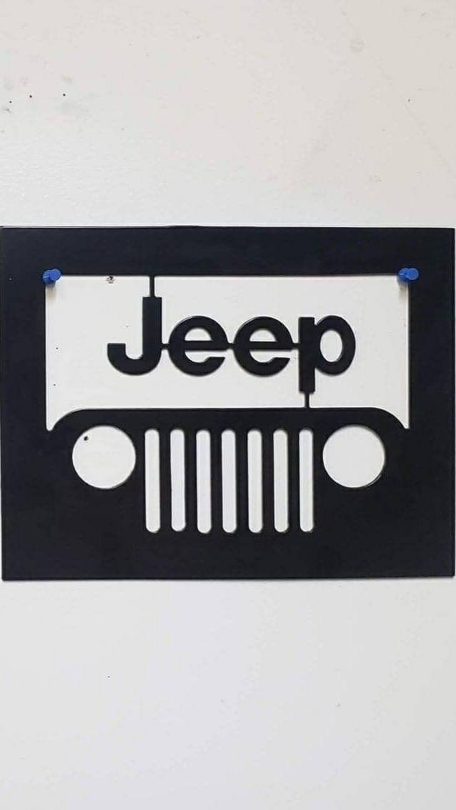Rectangular Jeep TJ Grill Wall Art Sign – 12x10 Inch Plasma Cut Steel – Off Road Garage Decor – Custom Jeep Gift for Man Cave or Outdoor Space