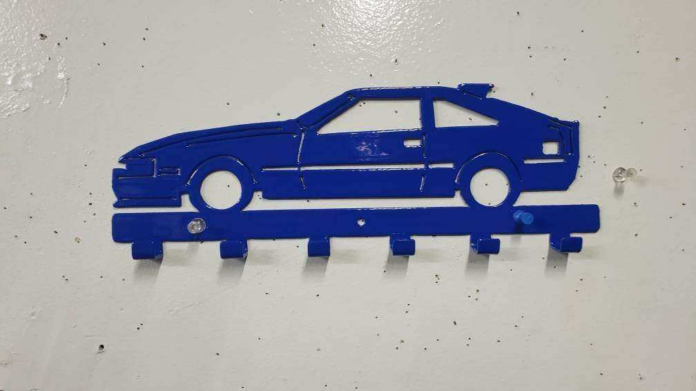 MK2 Toyota Celica Supra Key Hanger – Steel Wall Mounted Key Rack – Sport Coupe Organizer 12"x6" Garage Car Decor detail view