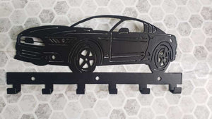 Ford S-550 Mustang GT Keychain Rack – Steel Wall Mounted Modern Muscle Organizer detail view by Martin Metalwork LLC