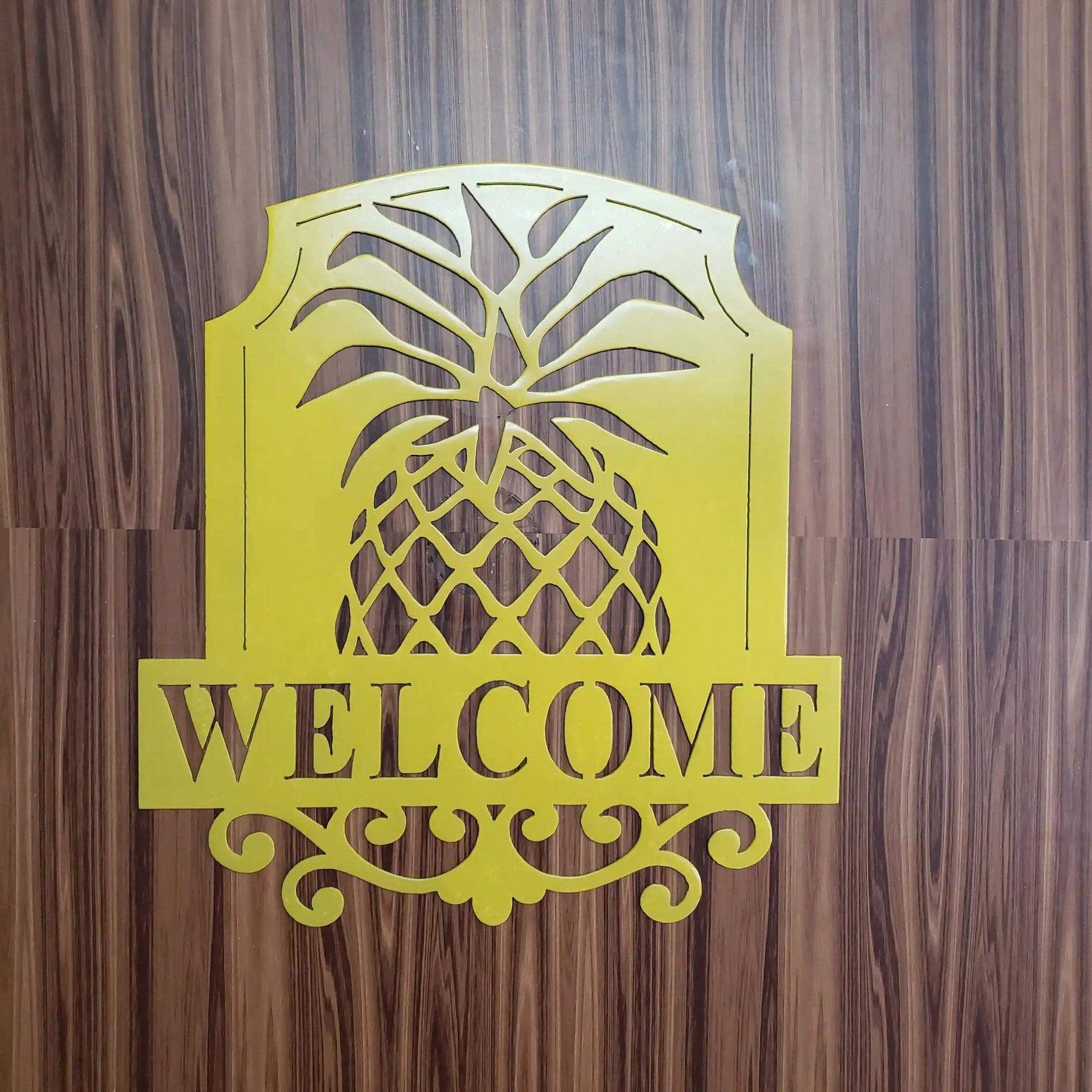 Pineapple Welcome Sign – Exotic Fruit Metal Art for Front Door, Handmade Tropical Decor by Martin Metalwork LLC