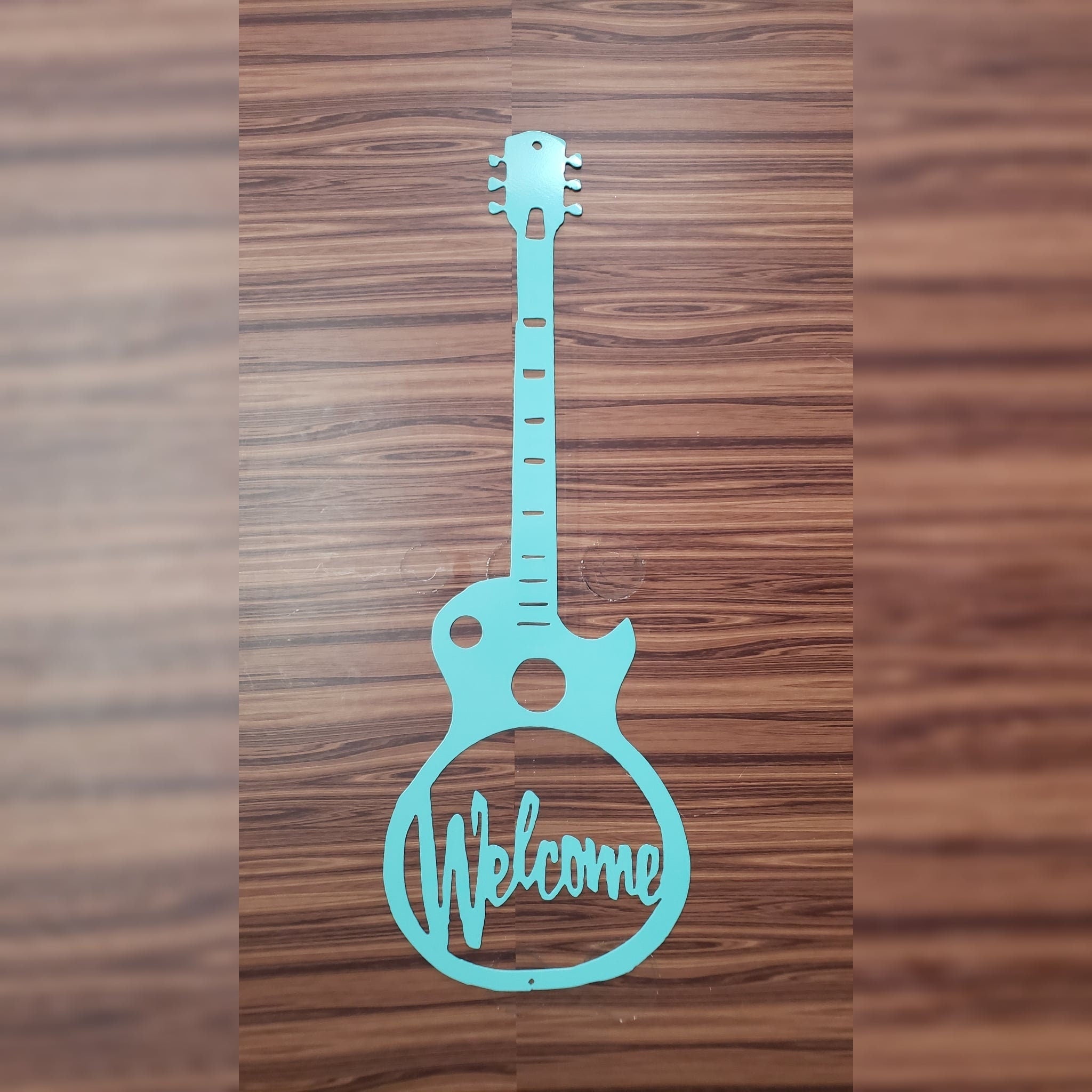 Guitar Welcome Sign – Metal Music Room Decor, Gift for Guitarist or Music Lover