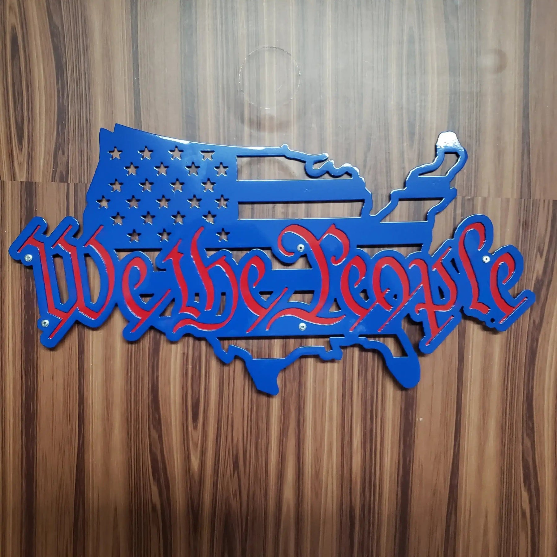We The People American Flag Metal Wall Art, 2 Layered Cut Steel Wall Decor, Patriotic USA Home or Office Decoration detail