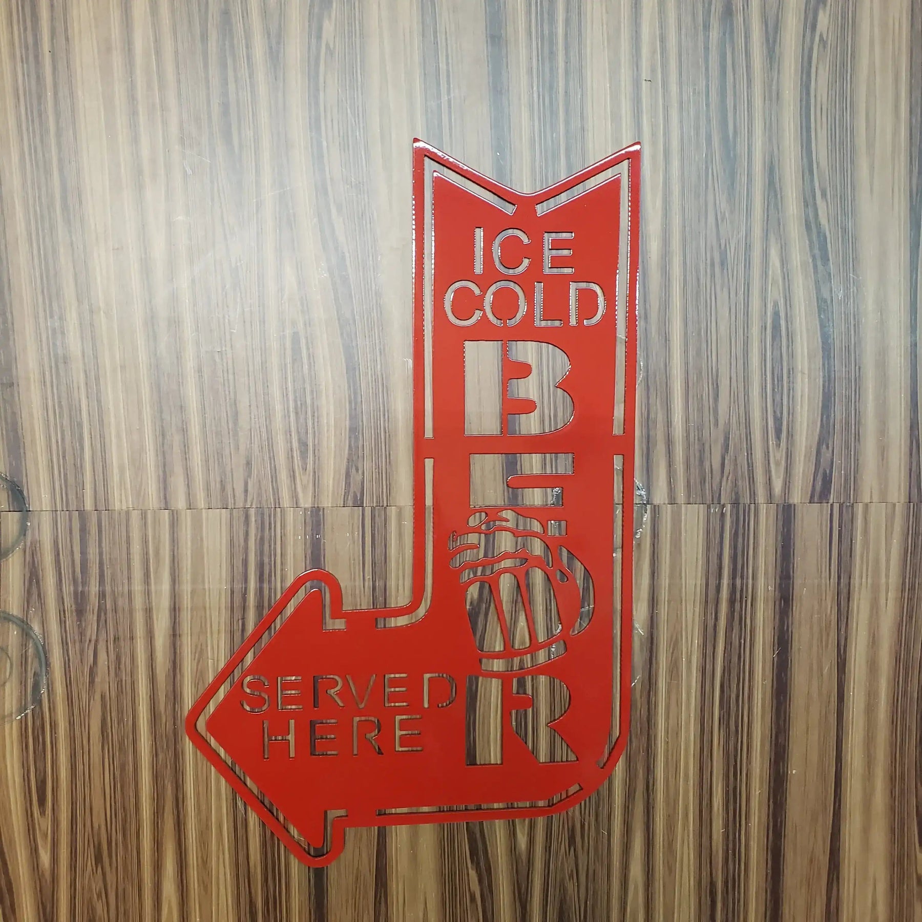 Ice Cold Beer Sold Here Bar Sign – Custom Metal Wall Art for Home Pub or Man Cave detail view by Martin Metalwork LLC