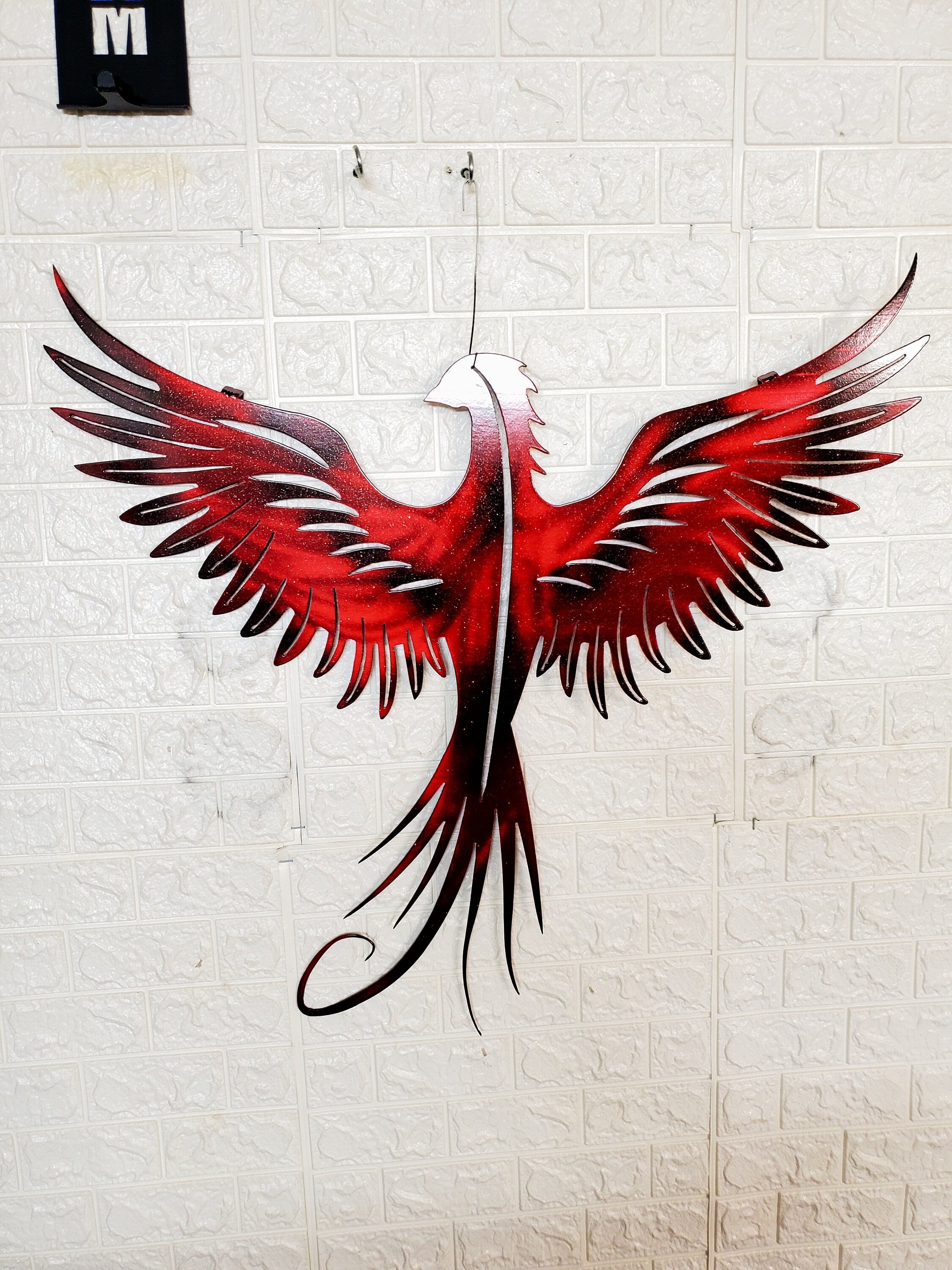 Phoenix Metal Wall Art – Modern Home or Lake House Decor, Statement Flame Bird Sculpture
