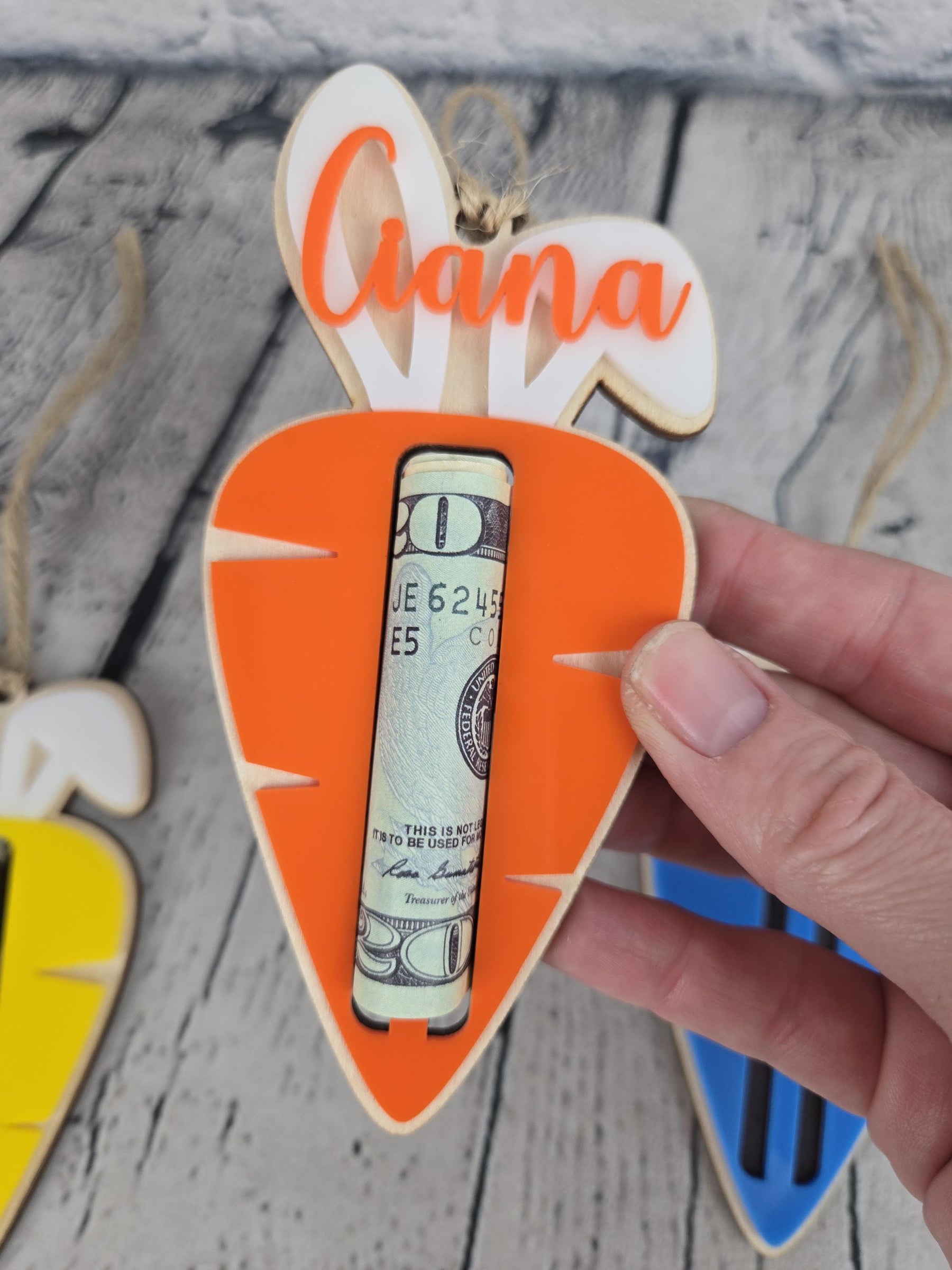Easter Carrot Money Holder detail view by EverLee Creations