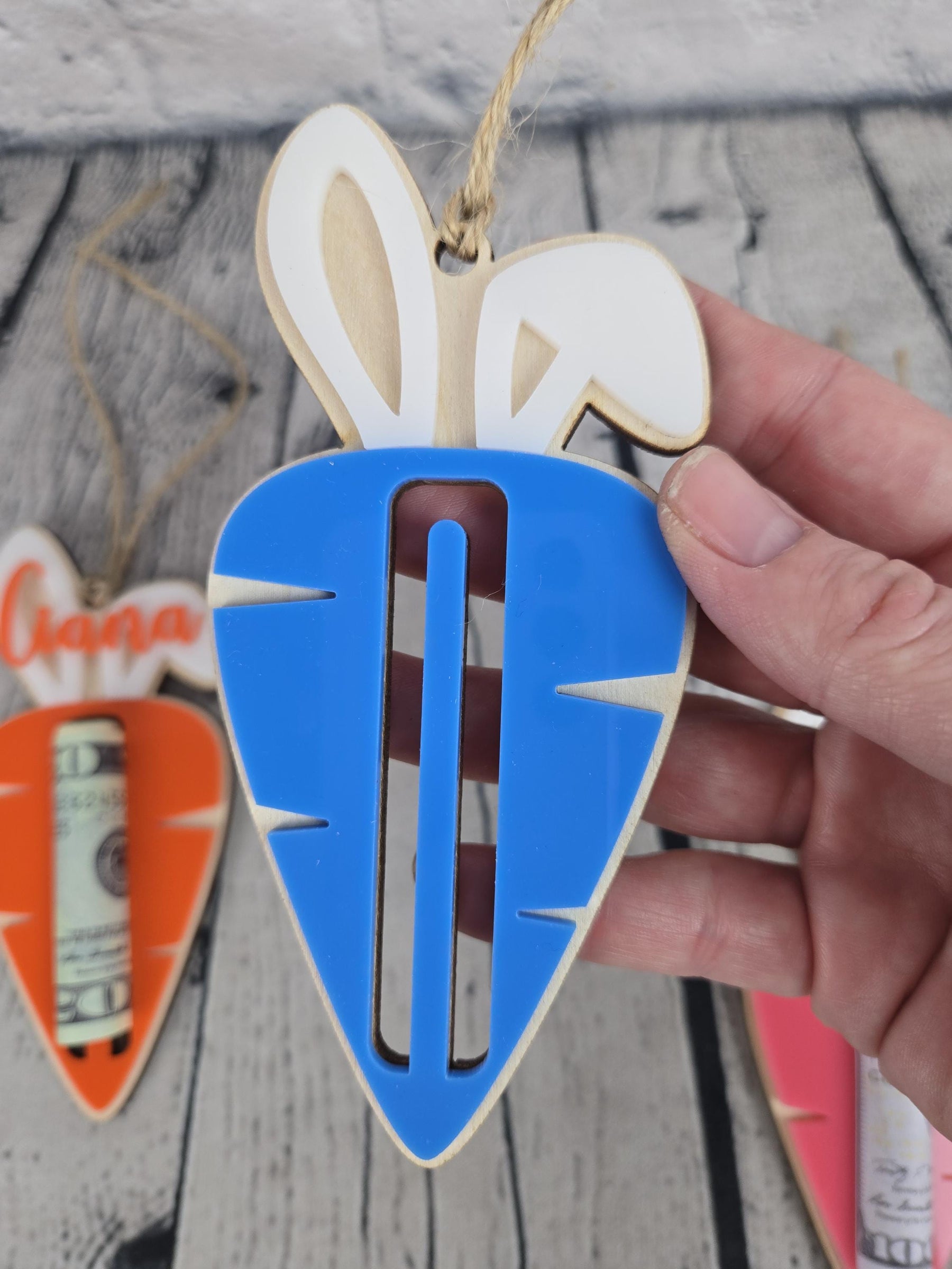 Easter Carrot Money Holder detail view by EverLee Creations