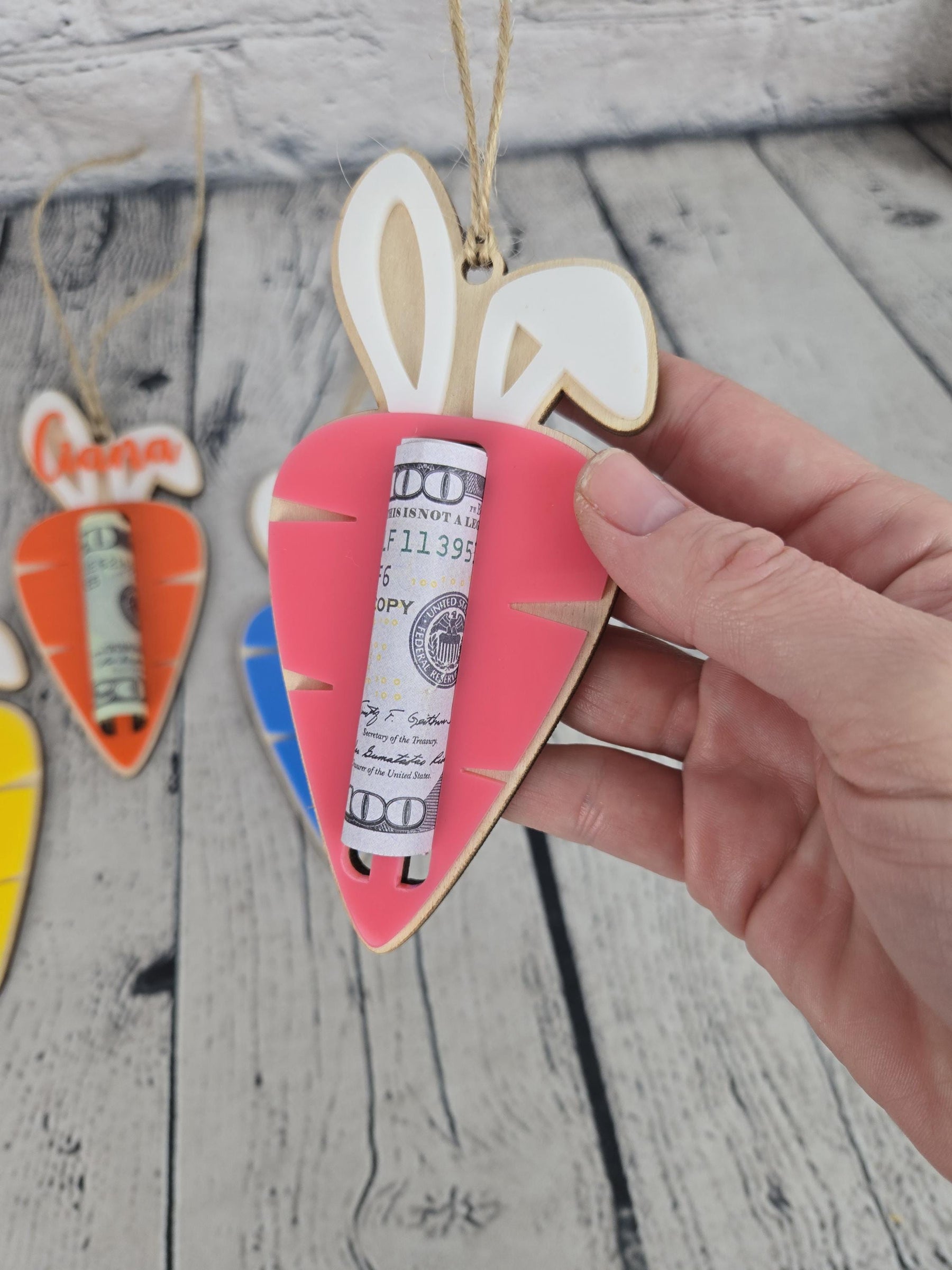 Easter Carrot Money Holder detail view by EverLee Creations