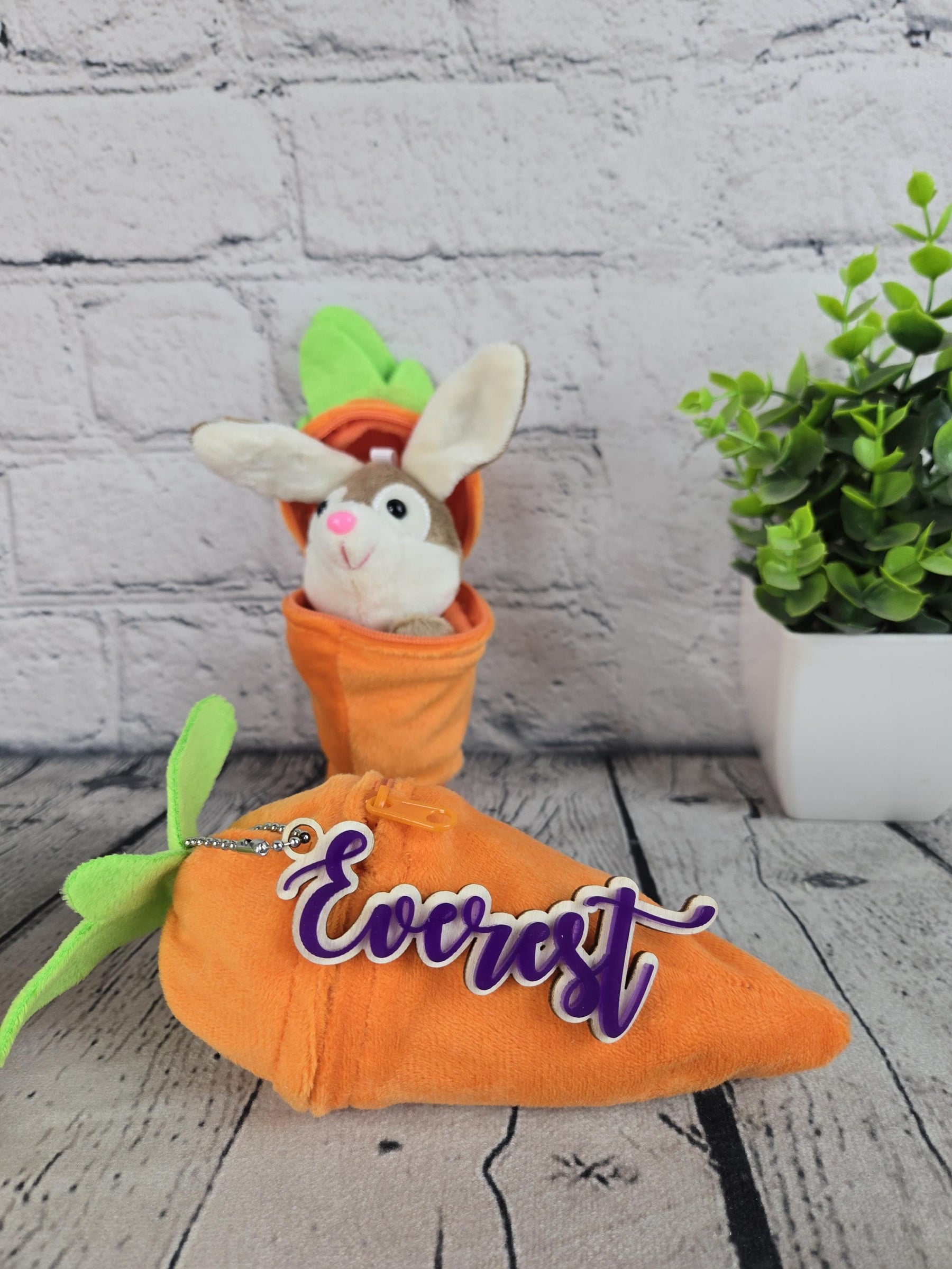 Personalized Bunny Rabbit Key Chain detail view by EverLee Creations