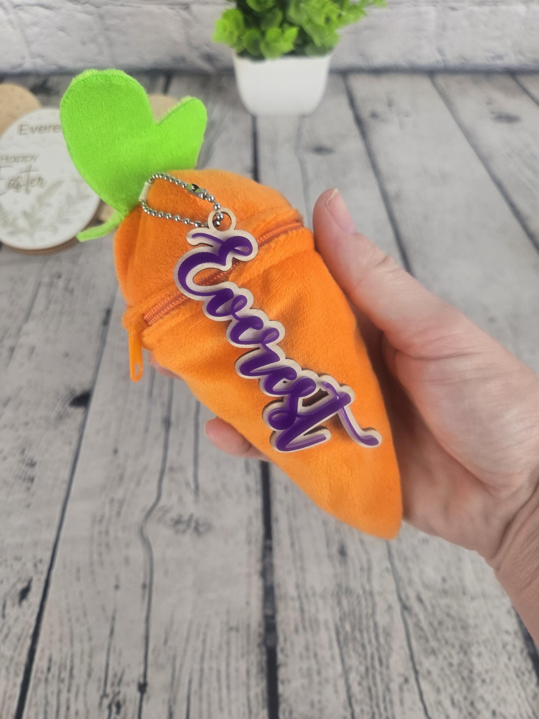 Personalized Bunny Rabbit Key Chain detail view by EverLee Creations