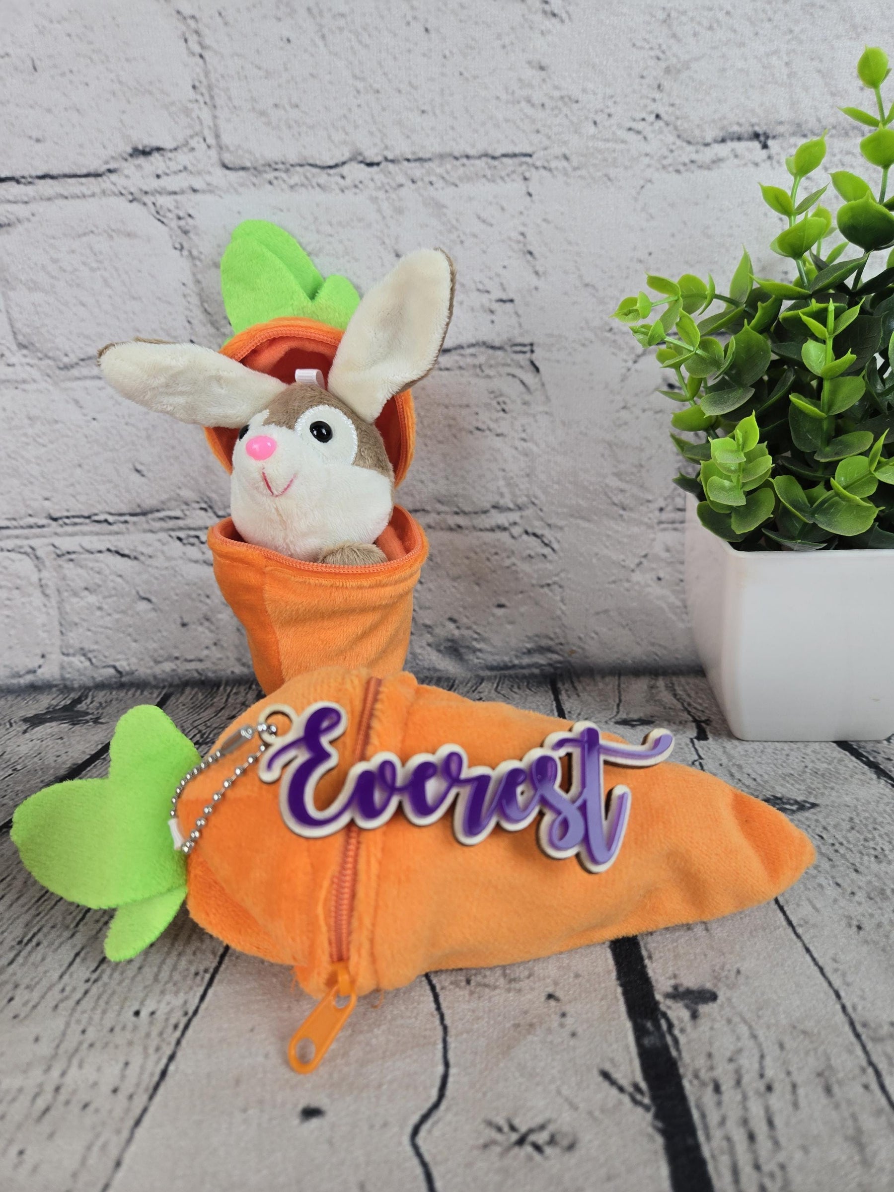 Personalized Bunny Rabbit Key Chain detail view by EverLee Creations