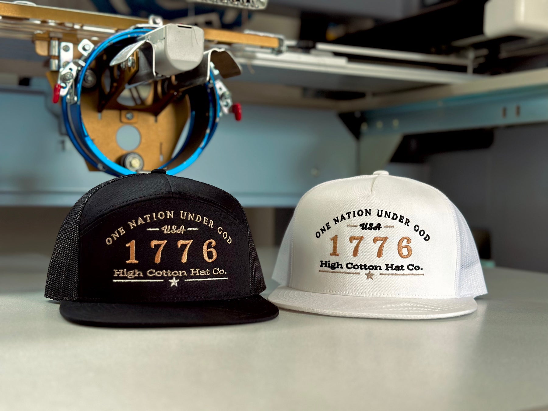 Alternate view of 1776 White Flat Bill Hat by High Cotton Hat Co