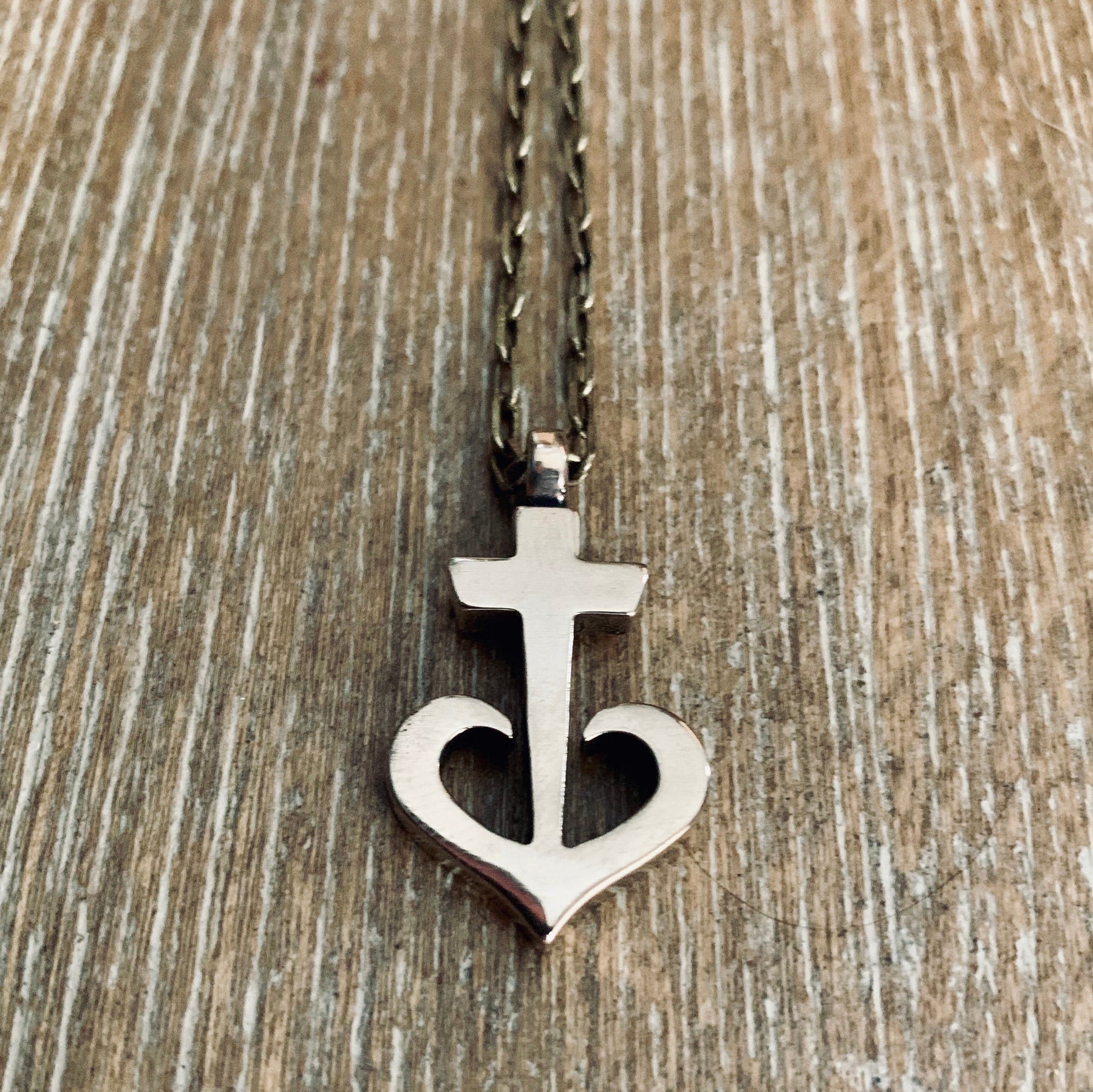 LOVE Anchored Heart Necklace - Bronze by Forged By Fire — view 1 of 3