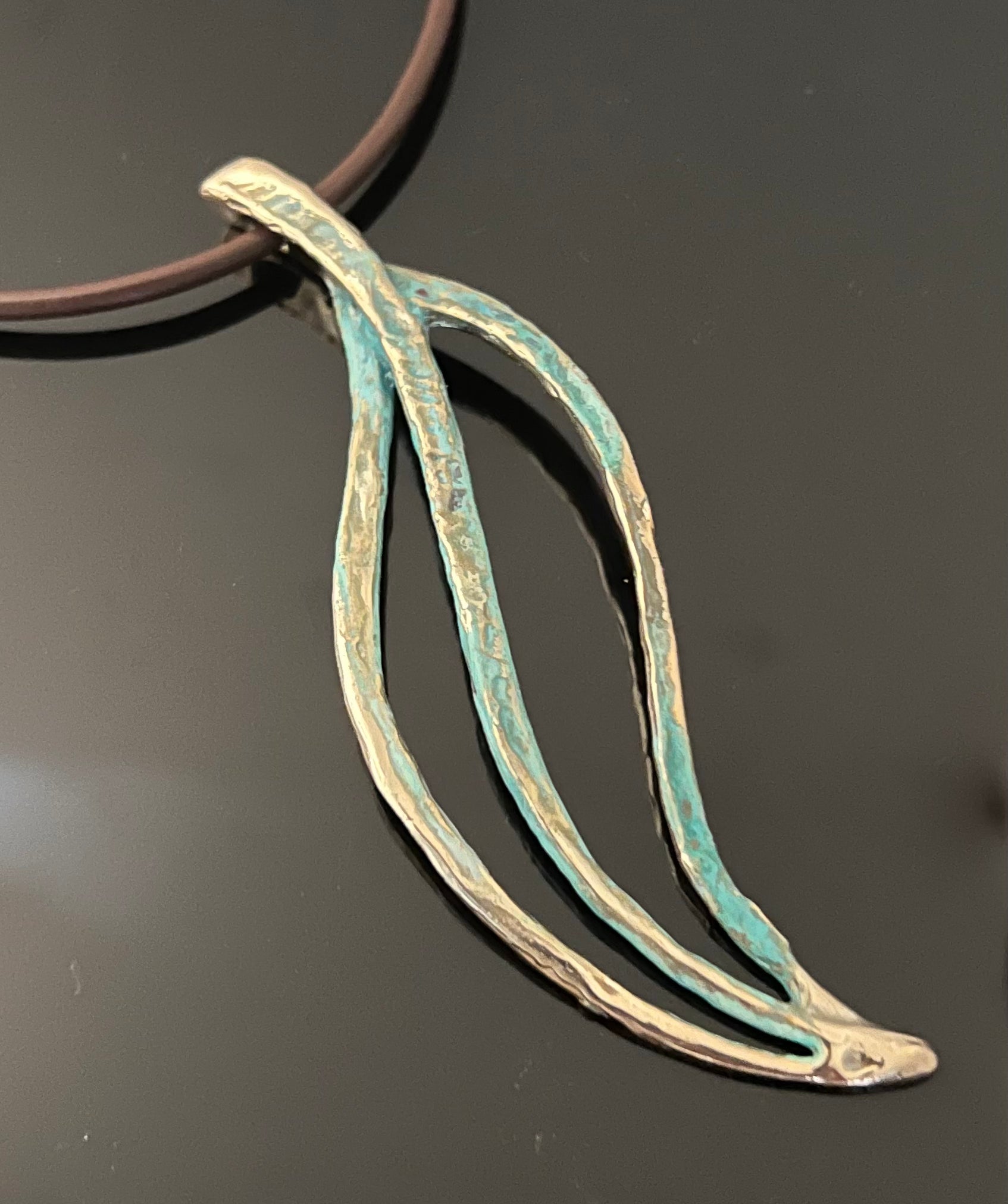 Bronze Large Leaf Pendant by Anisa Jewelry