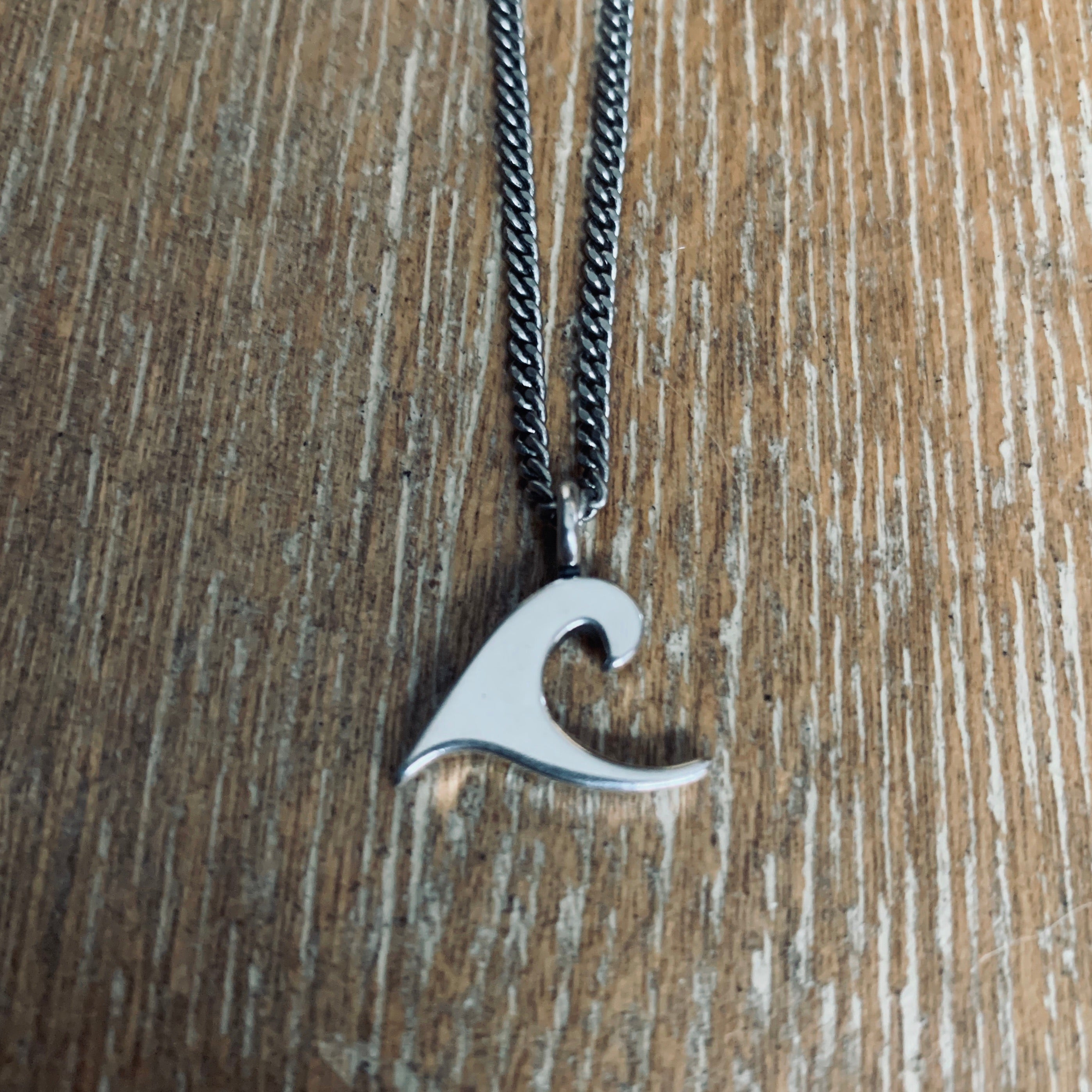 Ride the Peace Wave Necklace - Sterling Silver Choker Charm by Forged By Fire — view 1 of 3